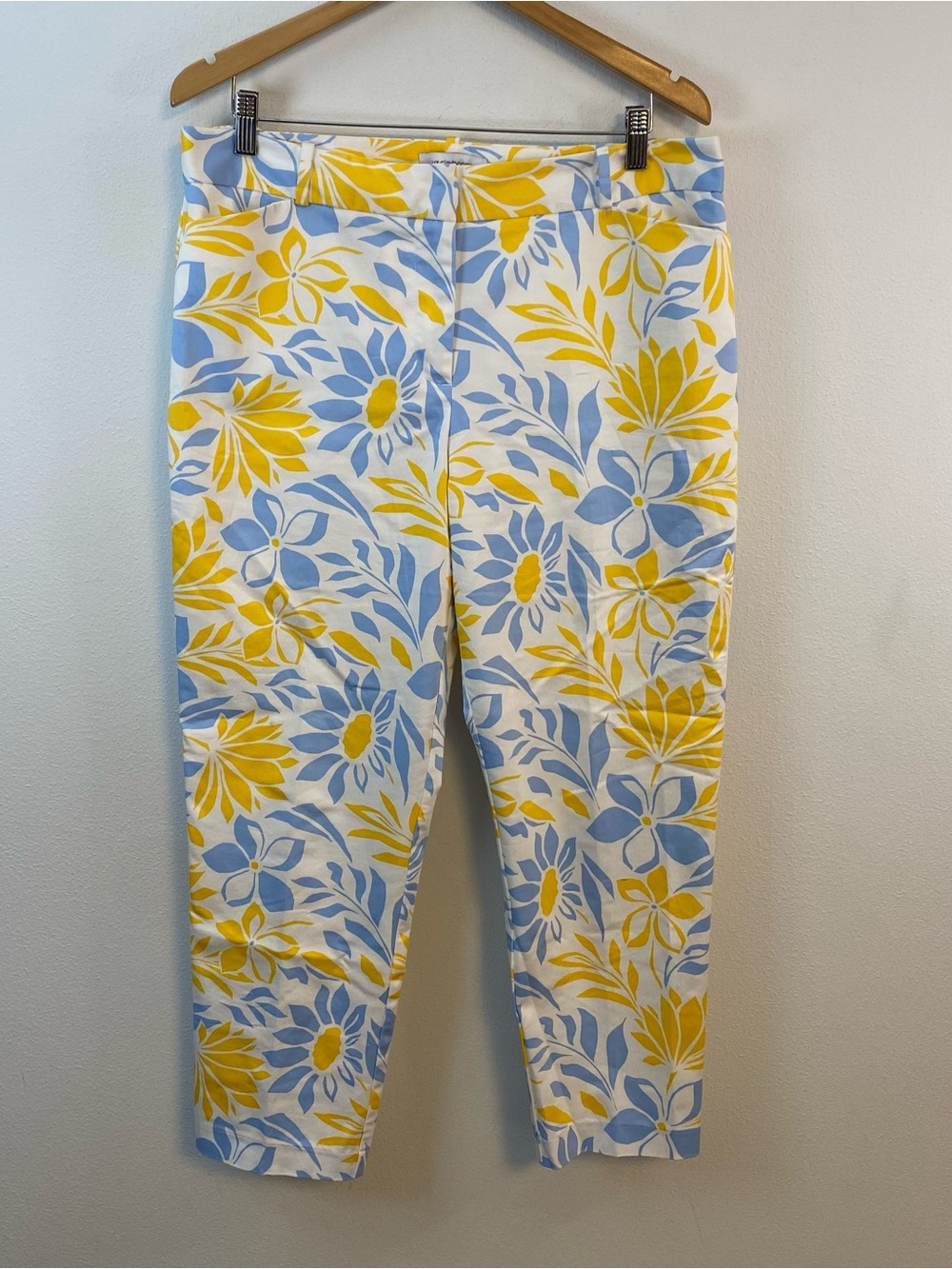 Liz Claiborne Emma Floral Yellow Blue White Pants Womens 12